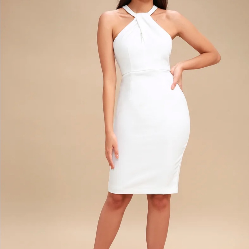 White bodycon midi dress